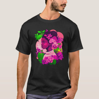 Camiseta Beautiful Black Woman Afro Melanin Queen Cute Flow