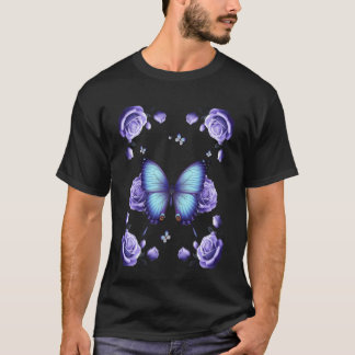 Camiseta Beautiful Butterfly Rose Purple Butterfly Flowers 