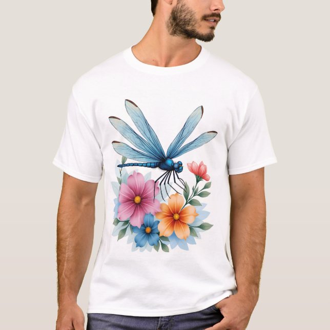 Camiseta Beautiful Dragonfly Watercolor Art Insect Lover Ea (Frente)