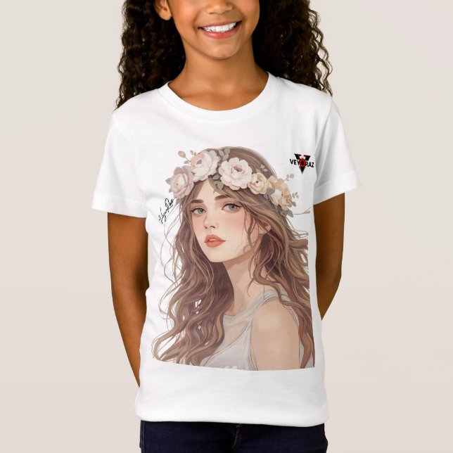 Camiseta Beautiful Floral Anime Girl – Soft Pastel Aesthe (Frente)