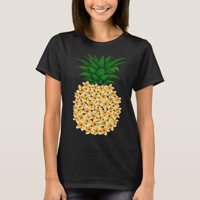 Camiseta Beautiful floral pineapple men and women Hawaiian  (Frente)