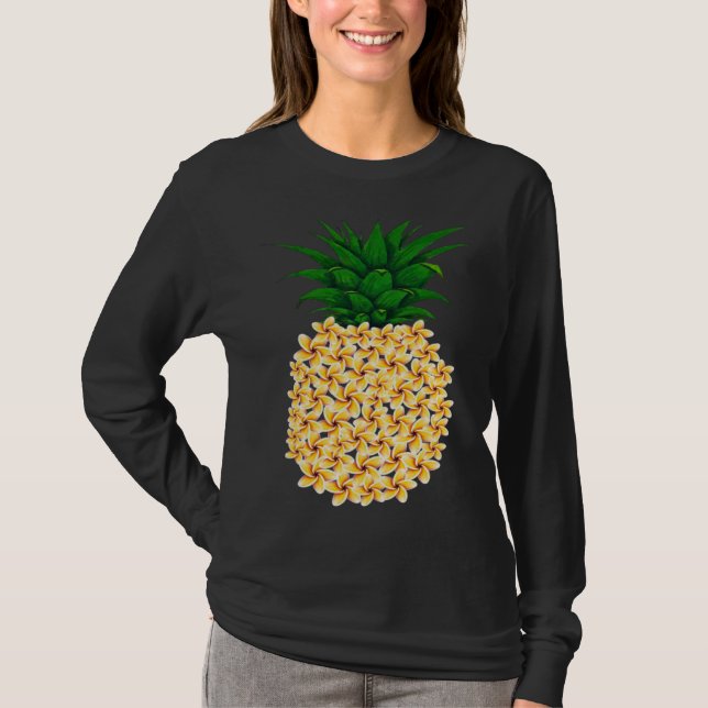 Camiseta Beautiful floral pineapple men and women Hawaiian  (Frente)