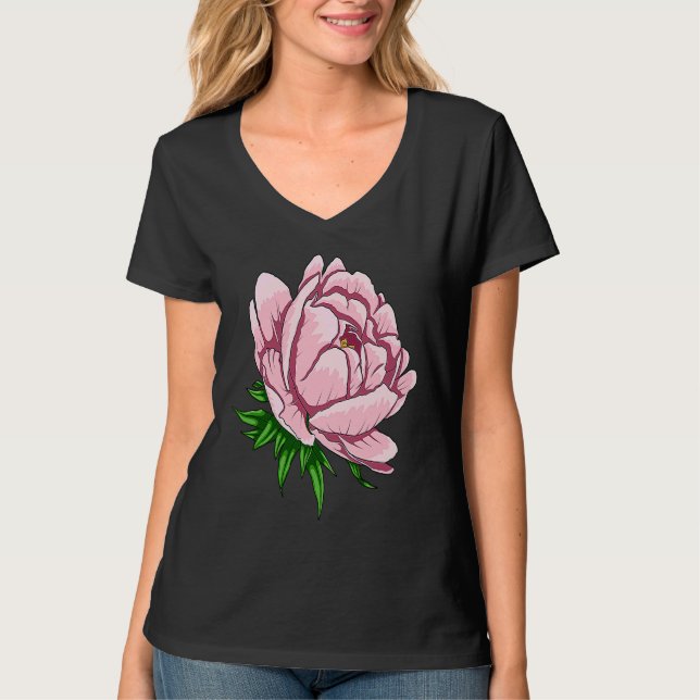 Camiseta Beautiful Flower Peony Floral Pink Peonies (Frente)