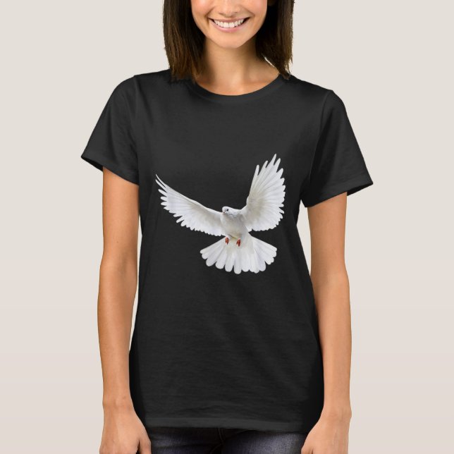 Camiseta Beautiful Flying Peaceful White Dove Photo Silhoue (Frente)