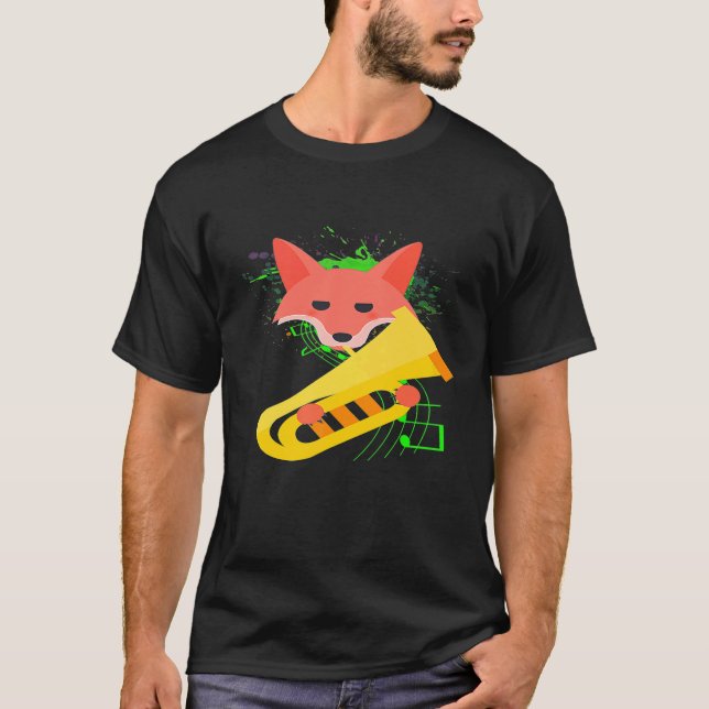 Camiseta Beautiful Fox Playing The Tuba Brass Music Orchest (Frente)