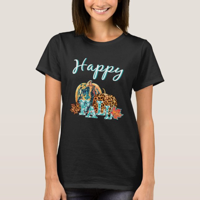 Camiseta Beautiful Happy Fall  Happy Fall Cheetah Pumpkin (Frente)