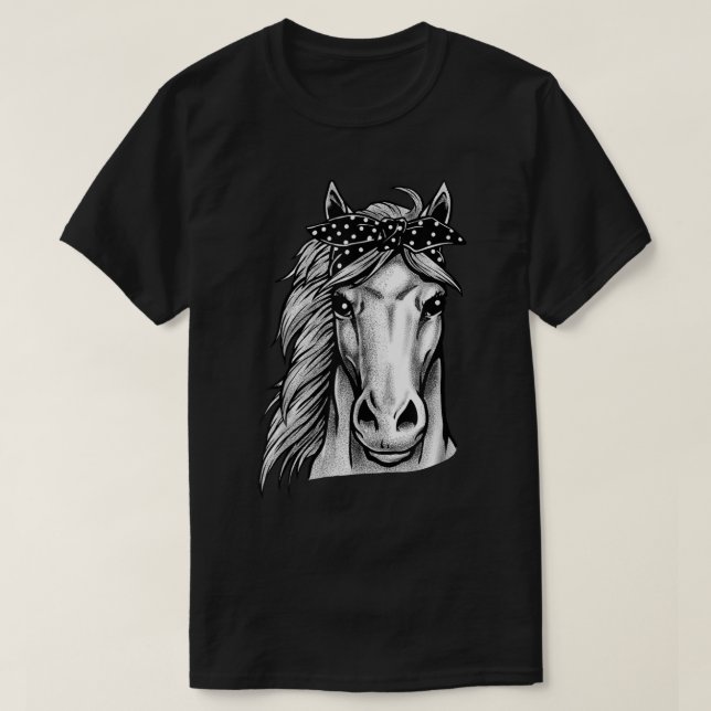 Camiseta Beautiful Horse With Cute Polka Dot Bandana - Hand (Frente do Design)
