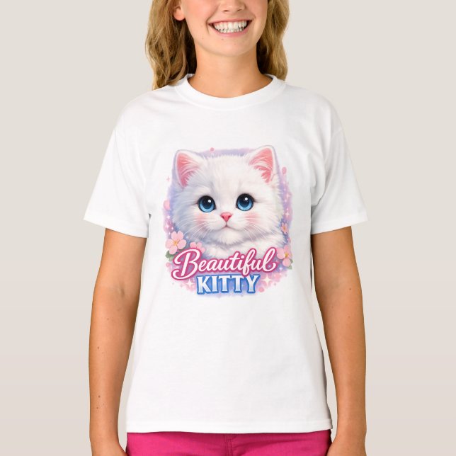 Camiseta Beautiful Kitty Cute Cat Kids T-Shirt (Frente)