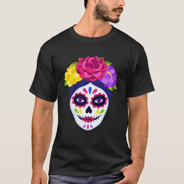 Camiseta Beautiful Mexican Dia de los Muertos Day of the De (Frente)