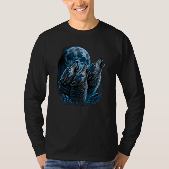 Camiseta Beautiful Night Time Wolf Howling At Moon (Frente)