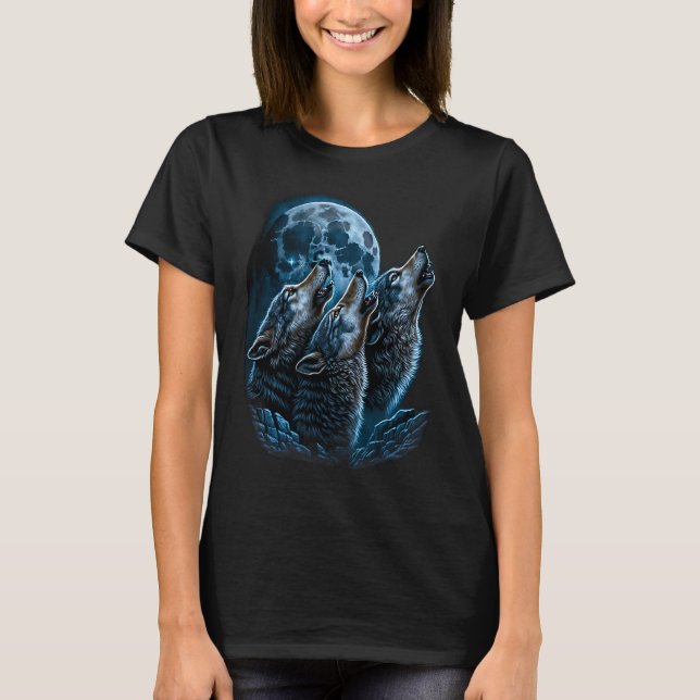 Camiseta Beautiful Night Time Wolf Howling At Moon (Frente)