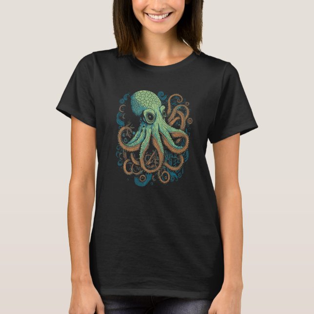 Camiseta Beautiful Octopus Ocean Animal Artistic Graphic (Frente)