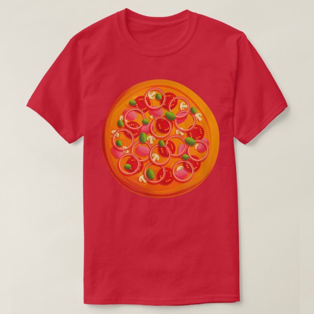 Camiseta Beautiful Pizza With Tomatoes And Mushrooms Circle (Frente do Design)