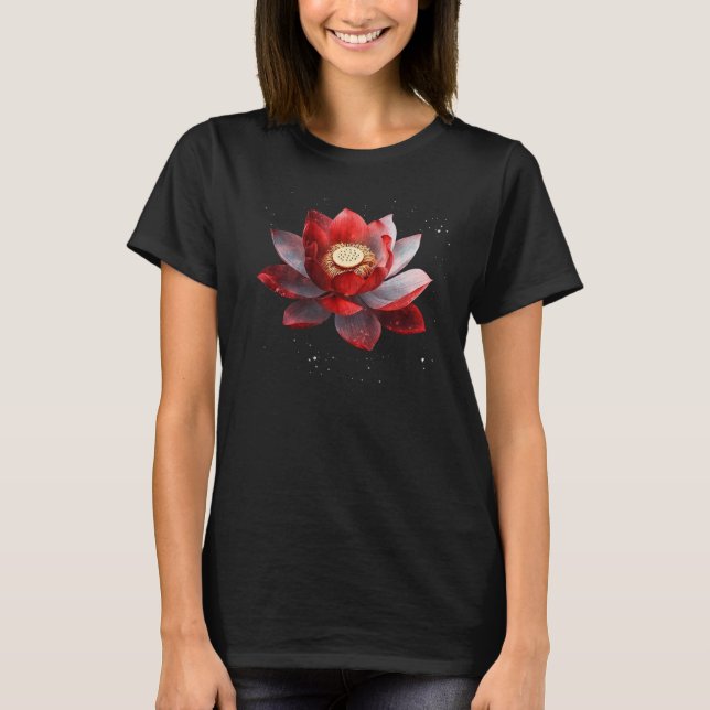 Camiseta Beautiful red and white lotus flower spreckels blo (Frente)