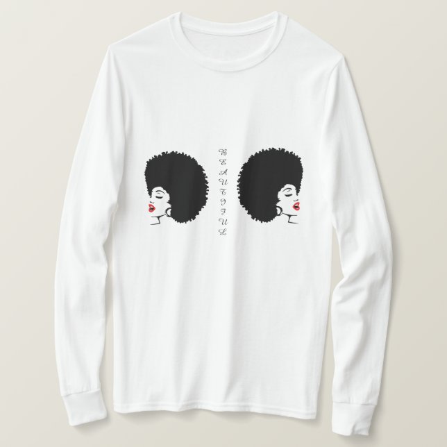 Camiseta Beautiful Red Lip Afro T-shirt (Frente do Design)