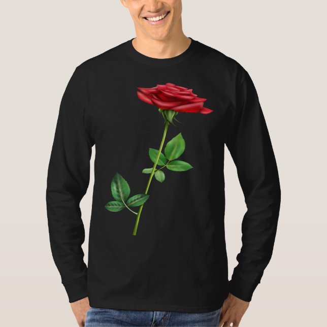 Camiseta Beautiful Single Red Rose Flower Love For Floral (Frente)