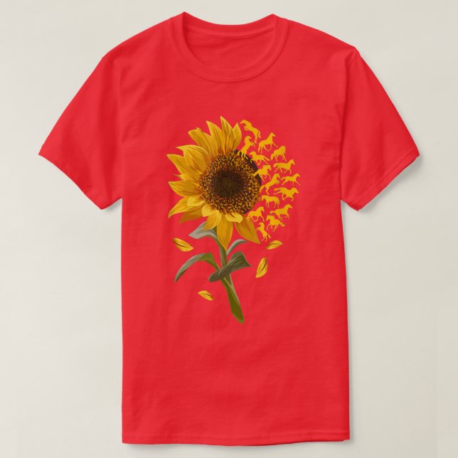 Camiseta Beautiful Sunflower Horse Racing Flower Equestrian (Frente do Design)