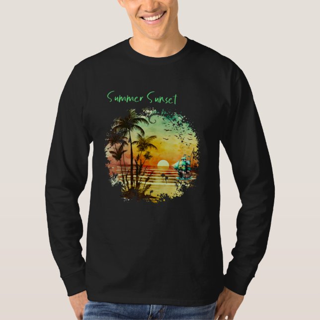 Camiseta Beautiful Vintage Island Sunset  1 (Frente)