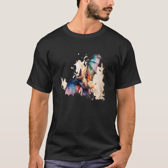 Camiseta Beautiful Watercolor Bat Portrait (Frente)