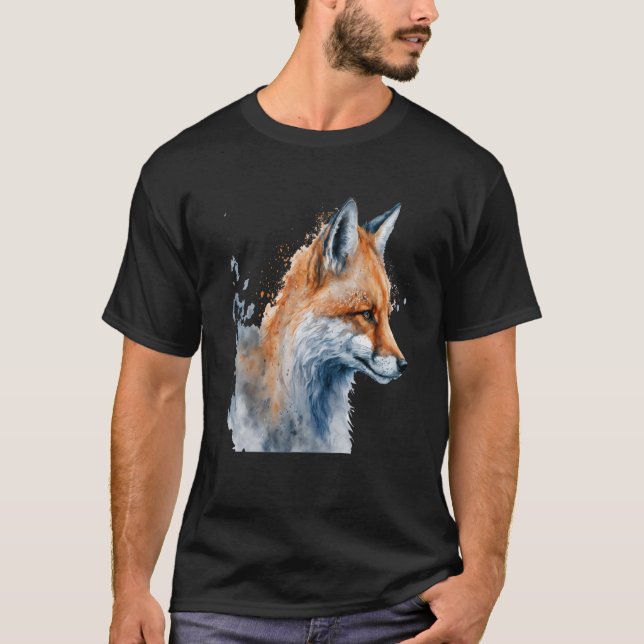 Camiseta Beautiful Watercolor Fox Portrait (Frente)