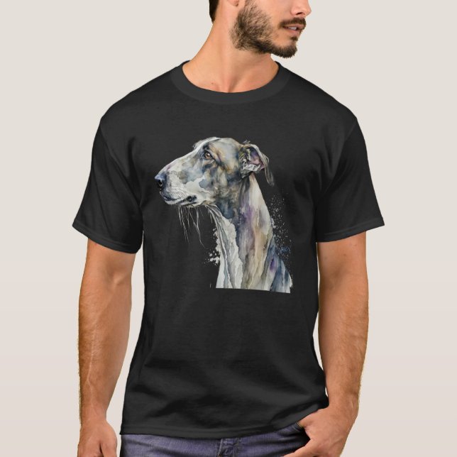 Camiseta Beautiful Watercolor Greyhound Portrait (Frente)