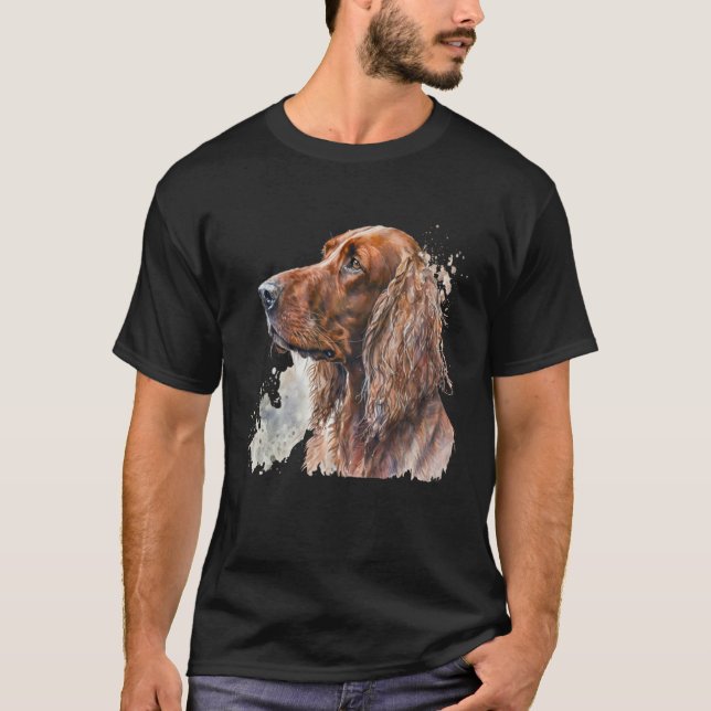 Camiseta Beautiful Watercolor Irish Setter Portrait (Frente)