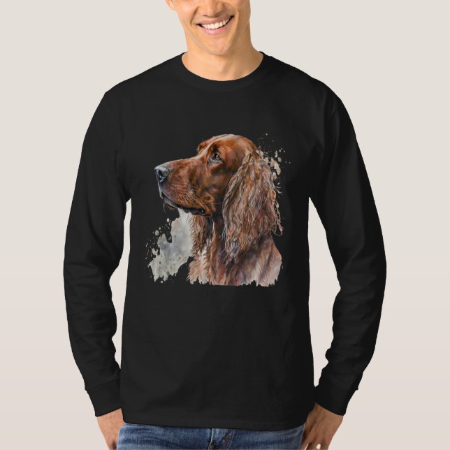 Camiseta Beautiful Watercolor Irish Setter Portrait (Frente)