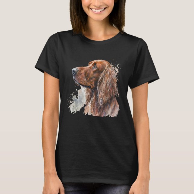Camiseta Beautiful Watercolor Irish Setter Portrait (Frente)