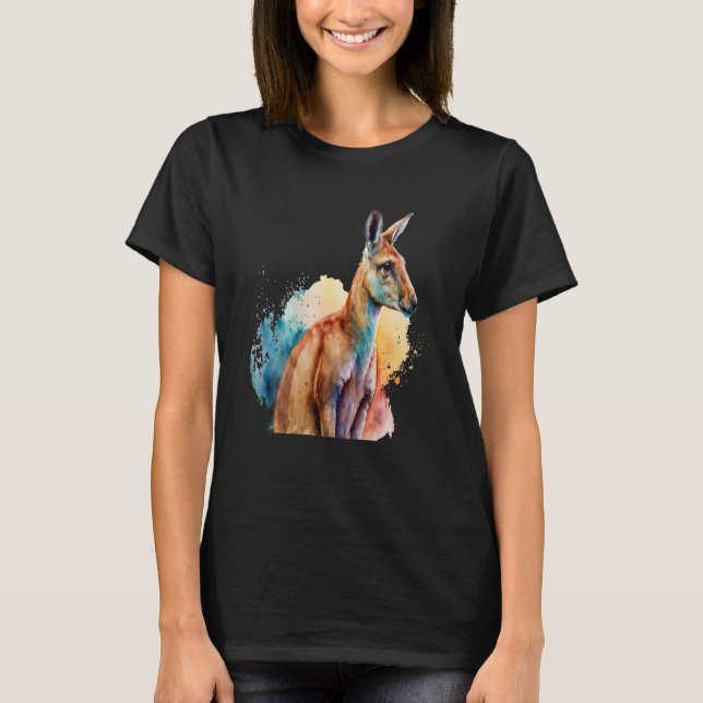 Camiseta Beautiful Watercolor Kangaroo Portrait (Frente)