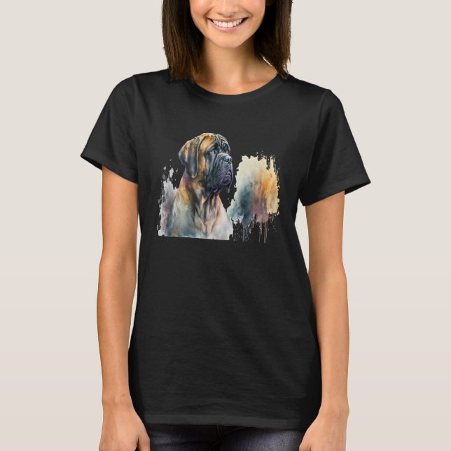 Camiseta Beautiful Watercolor Mastiff Portrait (Frente)