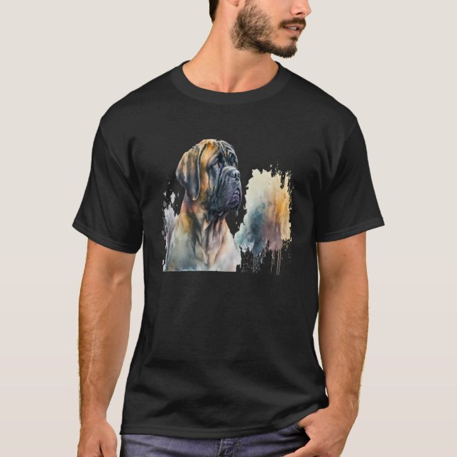 Camiseta Beautiful Watercolor Mastiff Portrait (Frente)