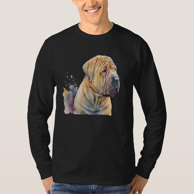 Camiseta Beautiful Watercolor Shar Pei Portrait (Frente)