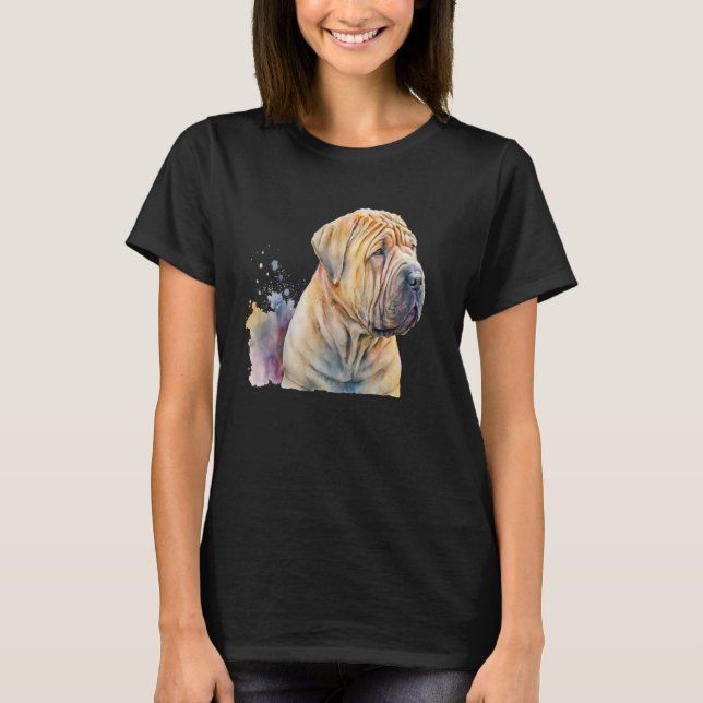 Camiseta Beautiful Watercolor Shar Pei Portrait (Frente)