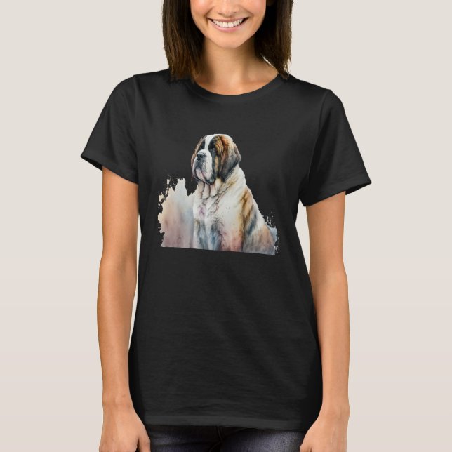 Camiseta Beautiful Watercolor St Bernard Portrait (Frente)