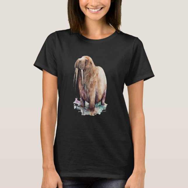 Camiseta Beautiful Watercolor Walrus Portrait (Frente)