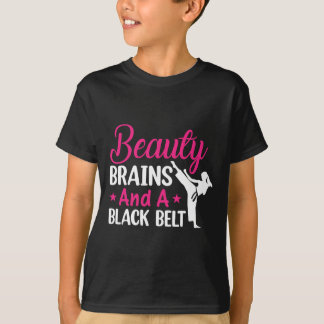 Camiseta Beauty Brains And A Black Belt Martial Arts Cute K