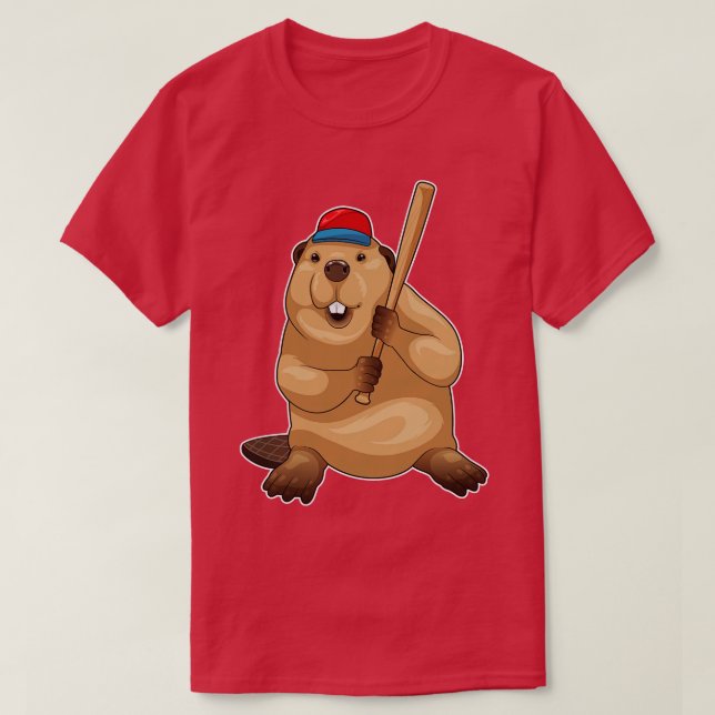 Camiseta Beaver Baseball Bat Baseball (Frente do Design)