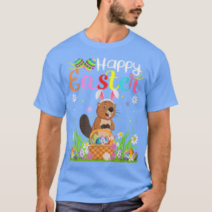 Camiseta Beaver Bunny Egg Caçando Felz pascoa Engraçado De 