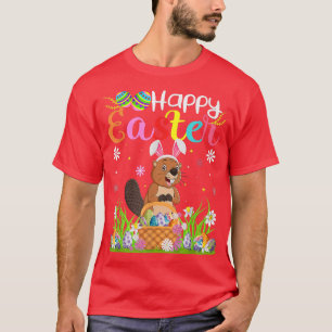 Camiseta Beaver Bunny Egg Hunting Funny Beaver Happy Easter
