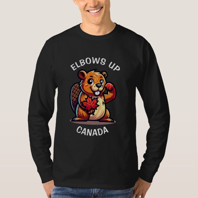 Camiseta Beaver com Folha de Mapeamento e Cotovelos no Cana (Frente)