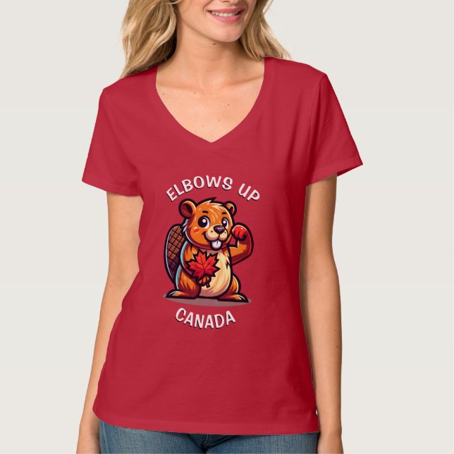 Camiseta Beaver com Folha de Mapeamento e Cotovelos no Cana (Frente)