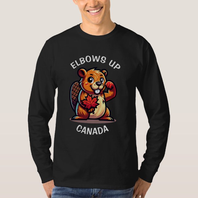 Camiseta Beaver com Folha de Mapeamento e Cotovelos no Cana (Frente)