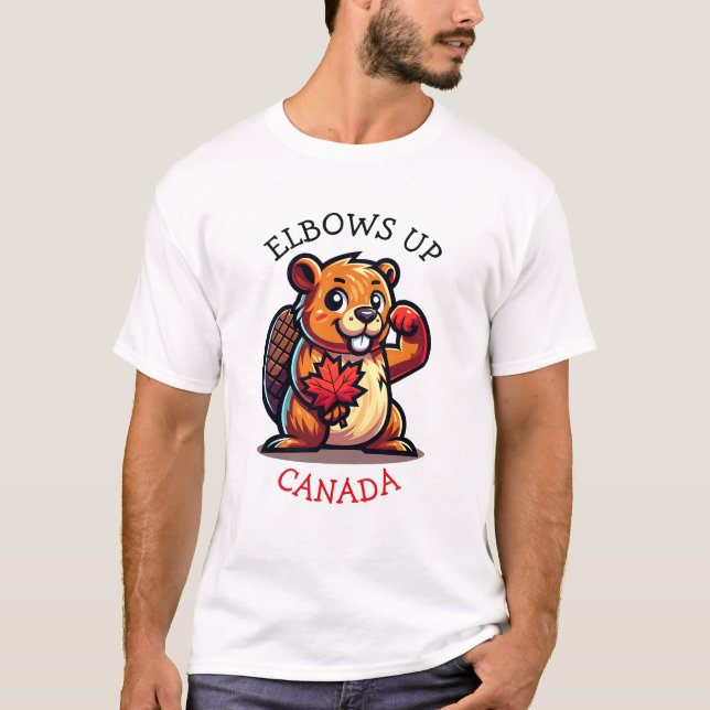 Camiseta Beaver com Folha de Mapeamento e Cotovelos no Cana (Frente)