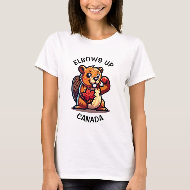 Camiseta Beaver com Folha de Mapeamento e Cotovelos no Cana (Frente)