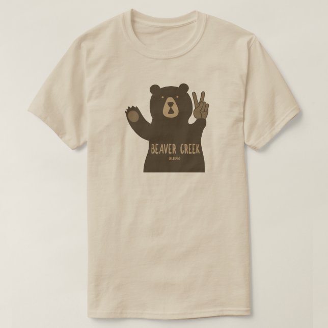 Camiseta Beaver Creek Colorado Peace Bear (Frente do Design)