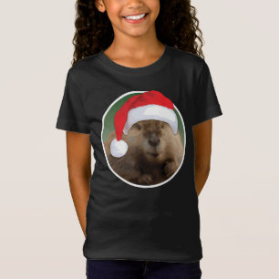 Camiseta Beaver de Natal - Camisa-T-Camisa Para Raparigas+C