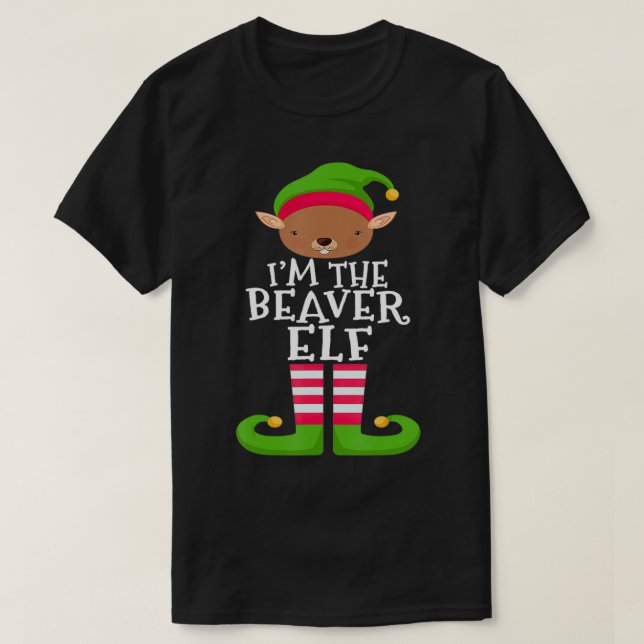 Camiseta Beaver Elf Animal Lover's Family Matching Christma (Frente do Design)