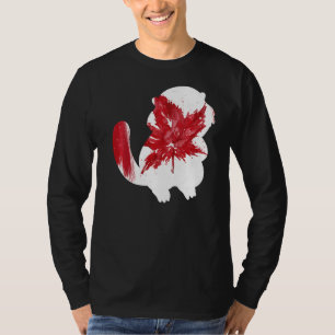 Camiseta Beaver em Mapeou Leaf Canadian Flag Happy Canada D