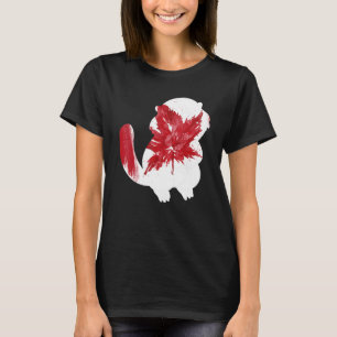 Camiseta Beaver em Mapeou Leaf Canadian Flag Happy Canada D