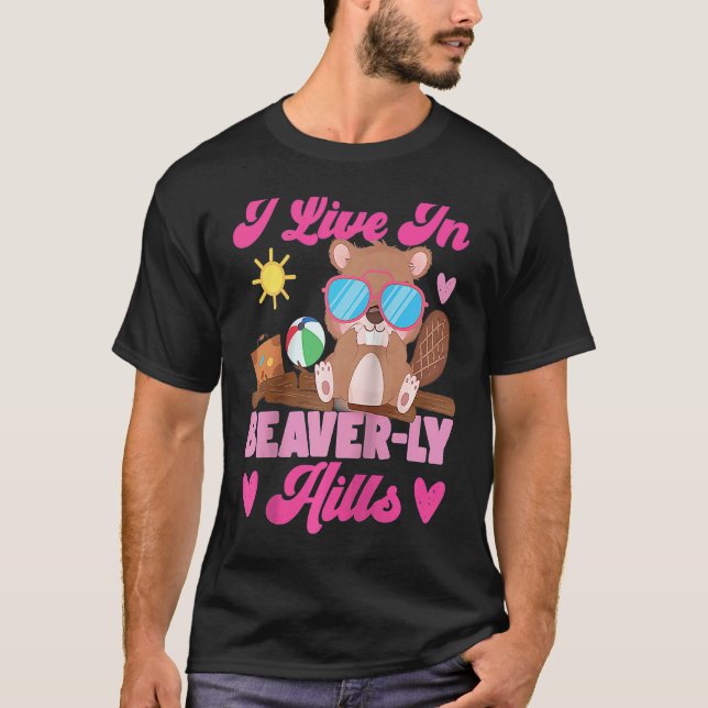 Camiseta Beaver I Live In Beaver ly Hills Raglan Baseball (Frente)